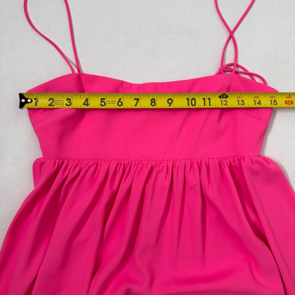 Amanda Uprichard Jojo Dress Pink Lacquer Mini Babydoll Spaghetti Strap SZ Small - Picture 16 of 16